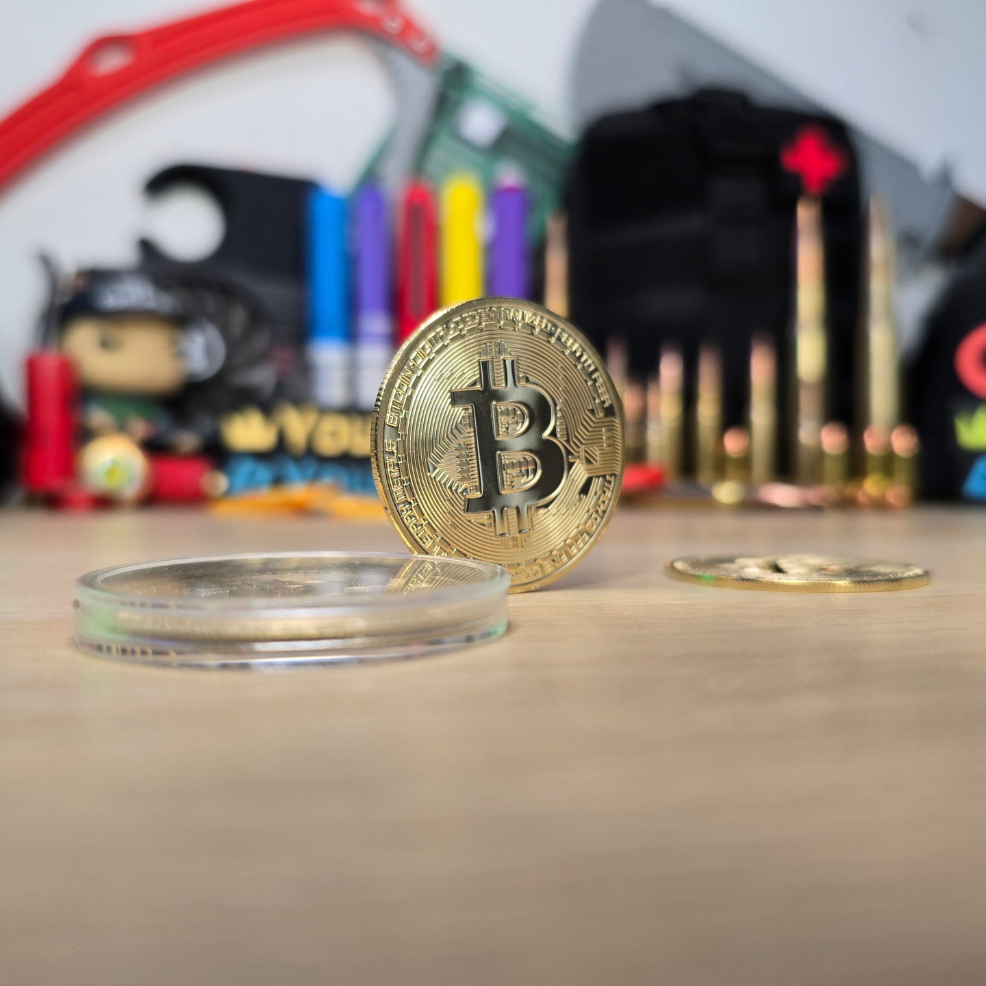 Side view of Physical Bitcoin Replica – Tarkov Tactical Gear