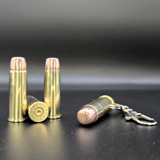 .44 Magnum Bullet Keyring made from real inert brass ammo – Cool Gaming Stuff UK
