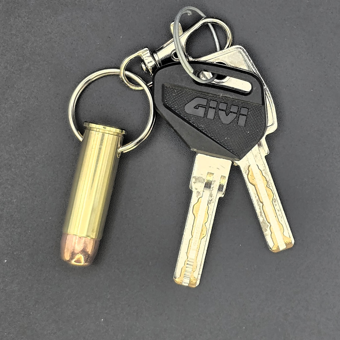 Bullet Engine Key Ring .44 Magnum Bullet Keyring | Inert Brass Ammo Keychain