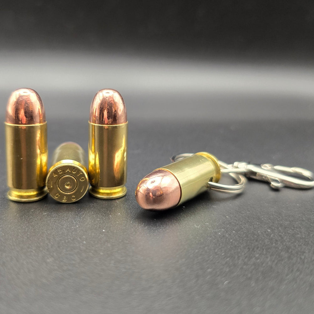 .45 ACP Bullet Keyring | Inert Ammo Handgun Keychain