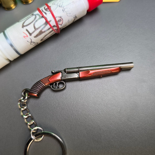 12GA double-barrel shotgun keychain replica

