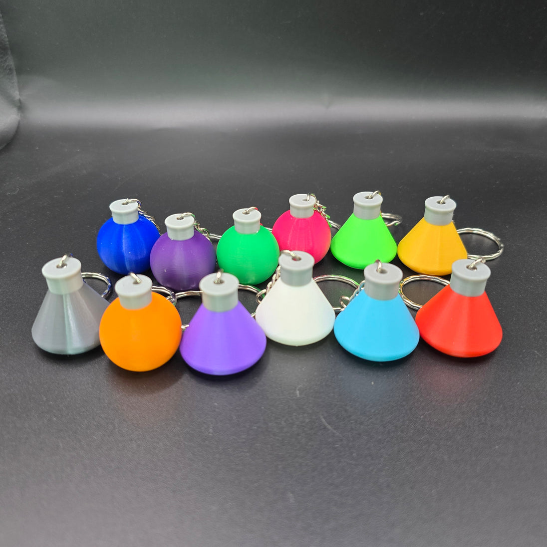 Factorio Science Flask Keyrings - Cool Gaming Stuff