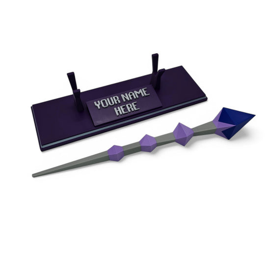 Runescape Kodai Wand, Optional Stand & Custom Nameplate - Cool Gaming Stuff