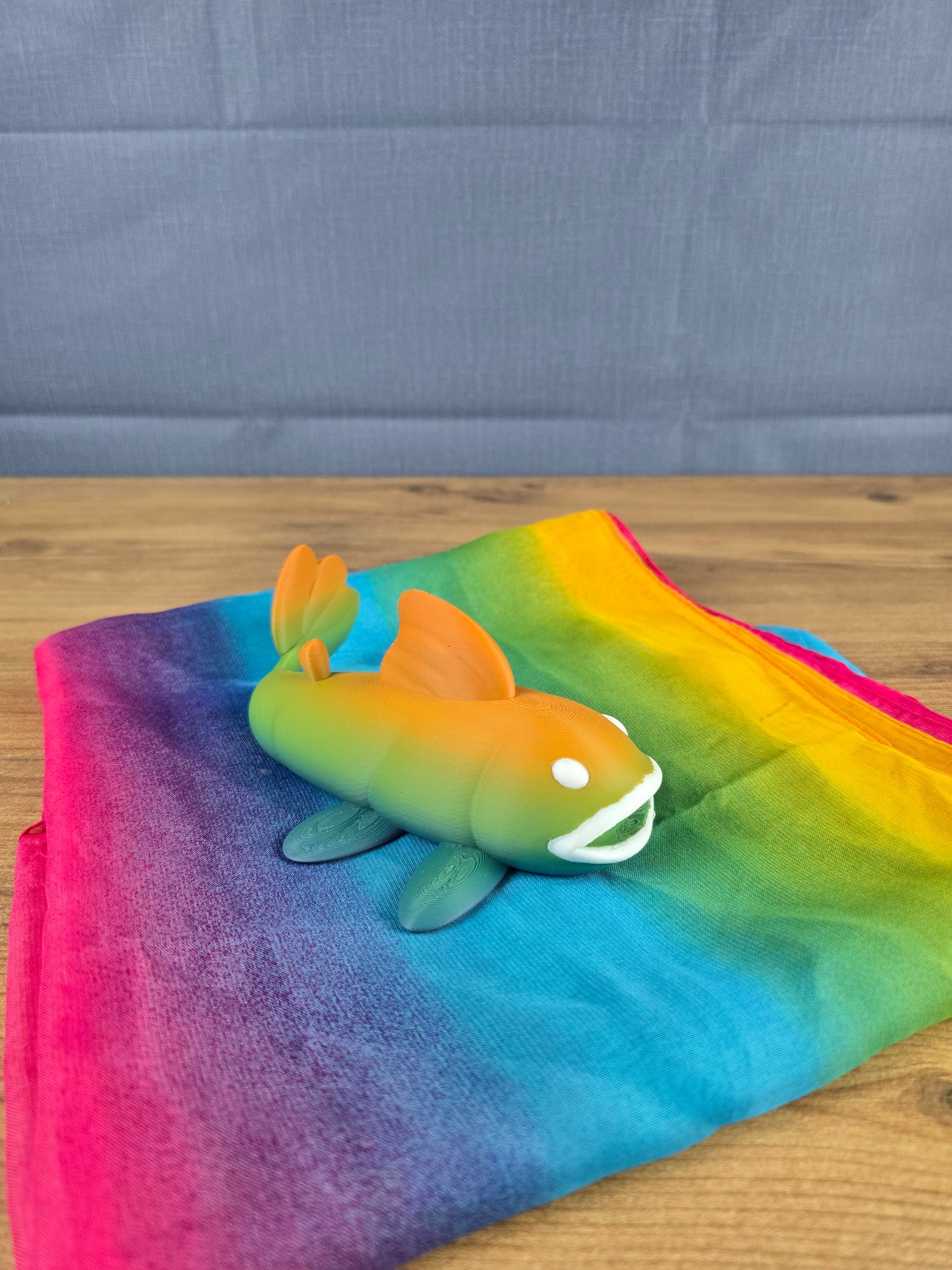 cute 3d printed fish plush rainbow gradient