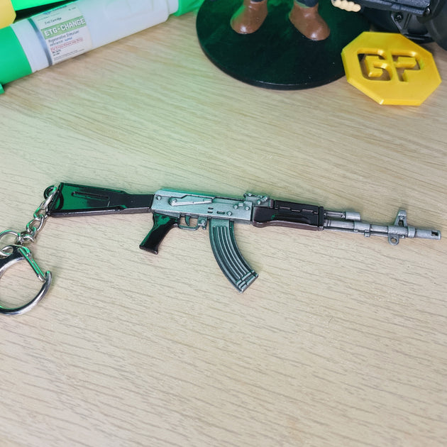 AKM 7.62x39 Assault Rifle Keychain Replica on Backpack