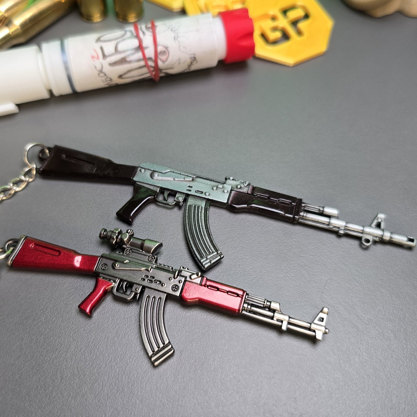 AKM 7.62x39 Assault Rifle Keychain Replica Front View