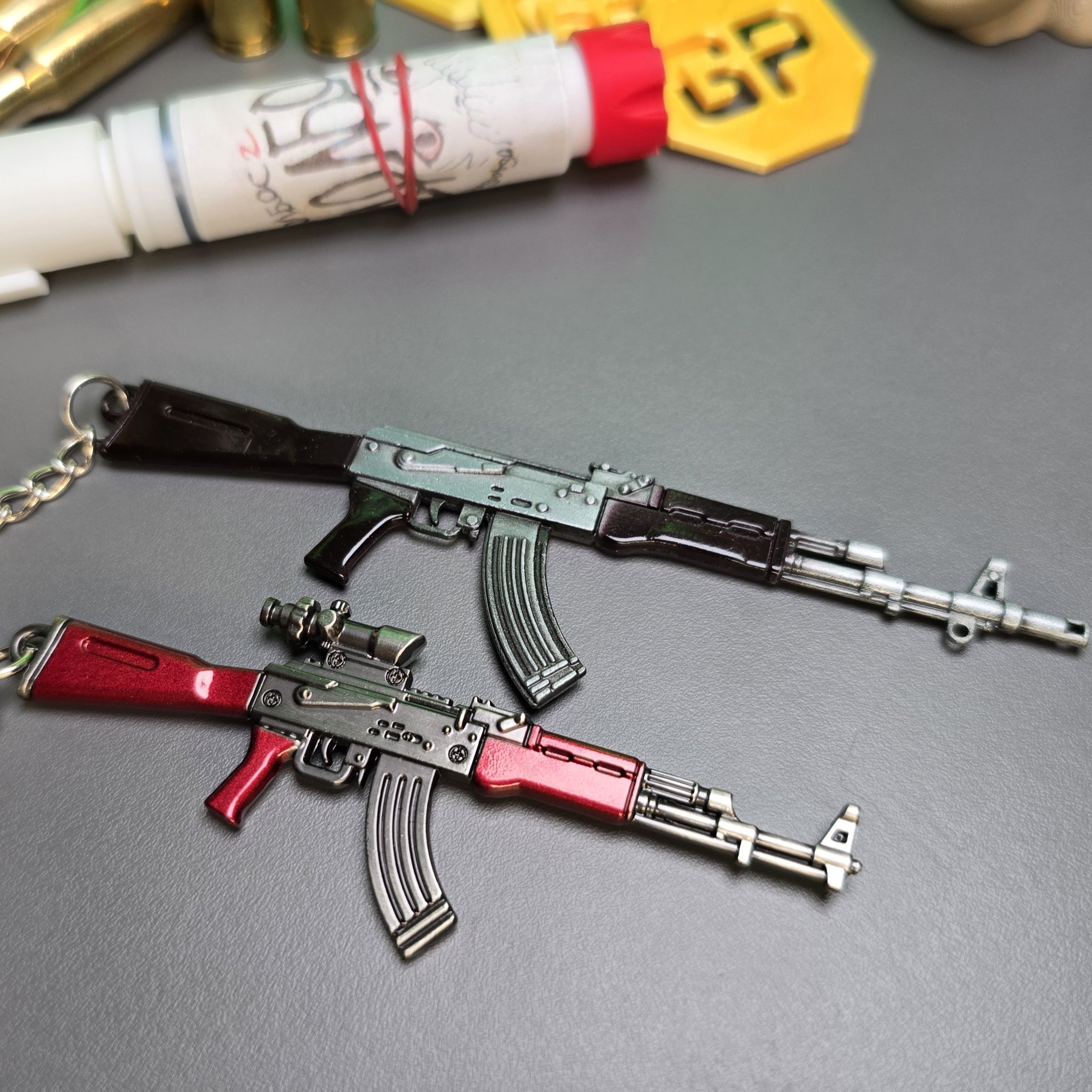 AKM 7.62x39 Assault Rifle Keychain Replica Front View