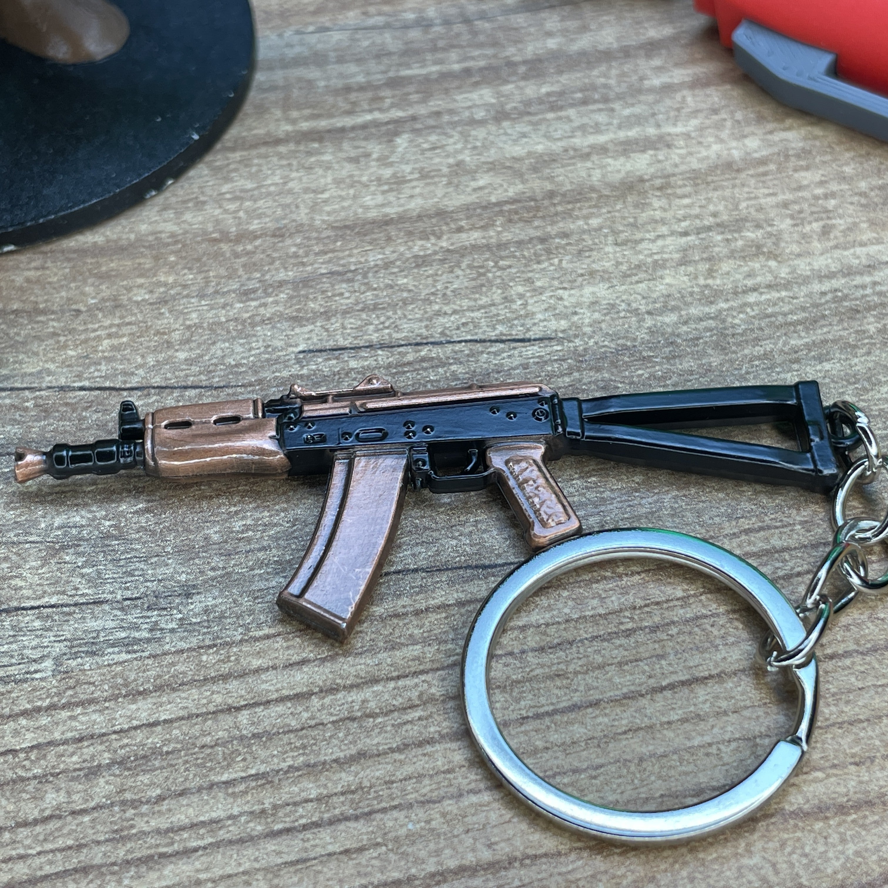 AKS-74U rifle keyring metal collectible