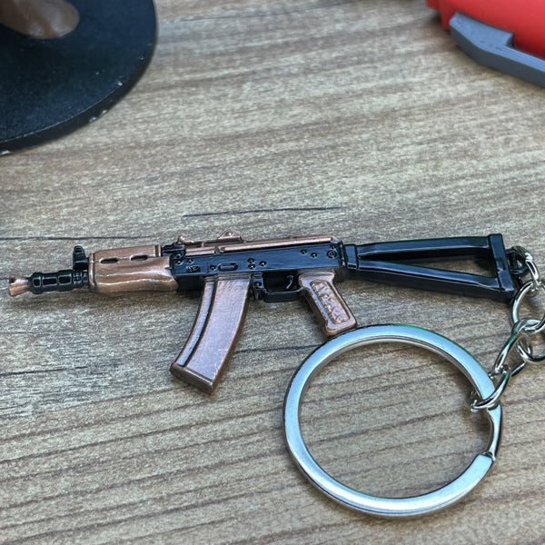 AKS-74U rifle keyring metal collectible