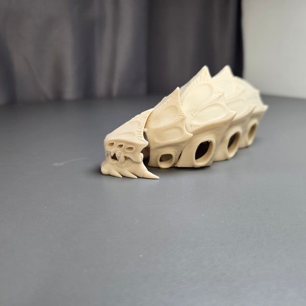 Ancient Skeleton Displayed in Curled Pose – Subnautica Inspired