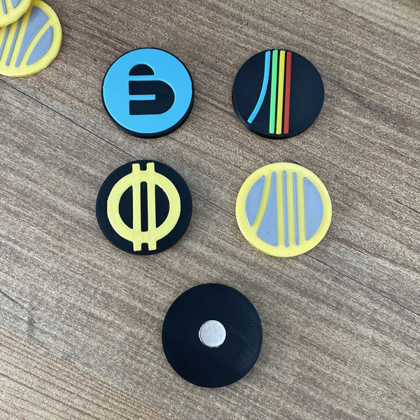 Arc Raiders currency magnets set with four debossed designs