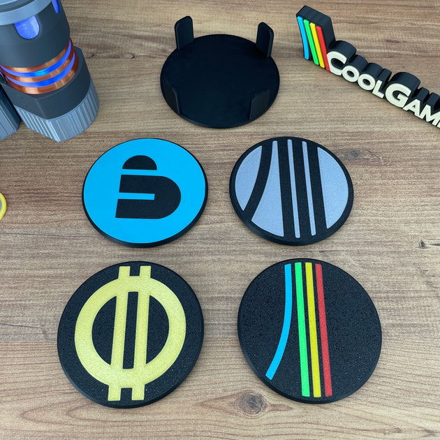 ARC Raiders logo drink coaster with black base