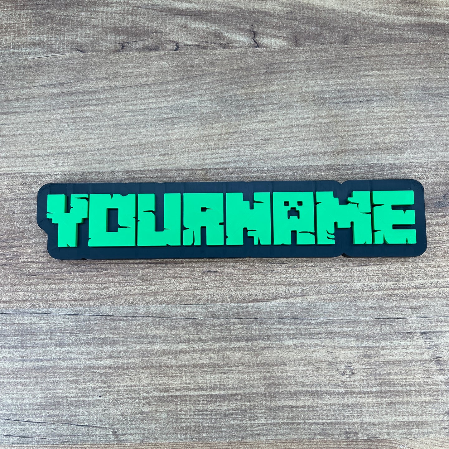 blocky font custom nameplate green text