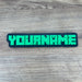blocky font custom nameplate green text
