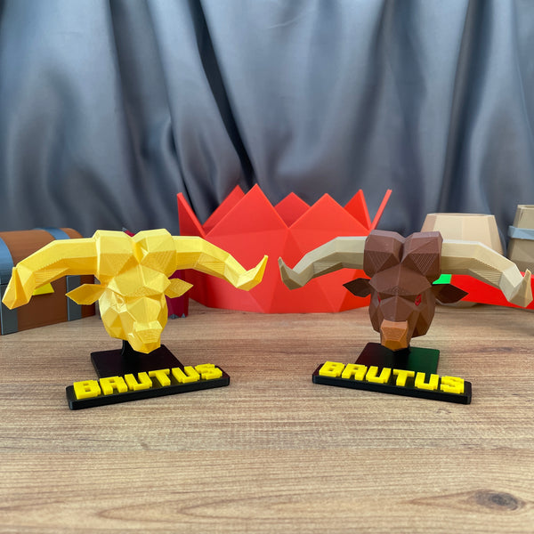 Brutus RuneScape 3D printed statue head on stand