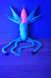 Collector Leviathan Subnautica fan figure with articulated tentacles, blue body, pink head crest, and glow markings under UV light