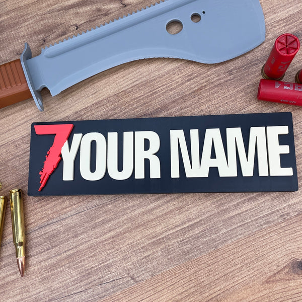 Personalized gamer desk sign inspired by 7 Days to Die
