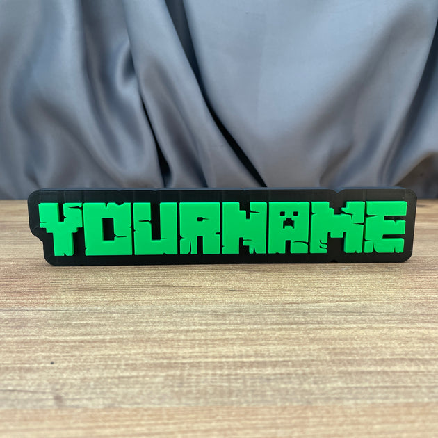 custom minecraft nameplate green text black background