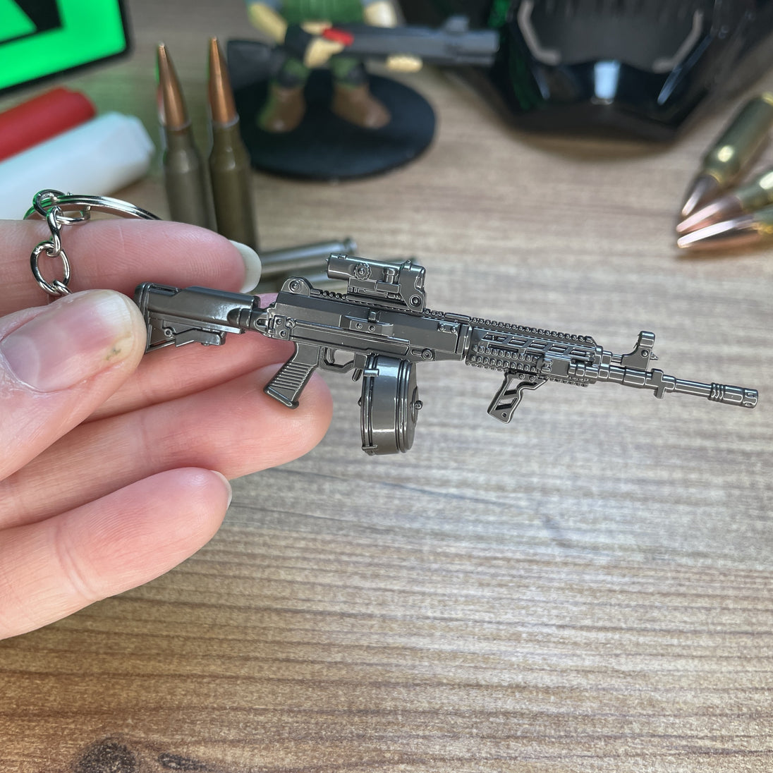Metal AK12 rifle keyring from Escape from Tarkov