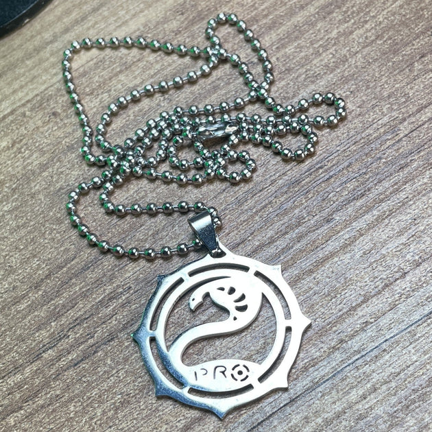 Silver metal Tarkov medallion necklace on ball chain