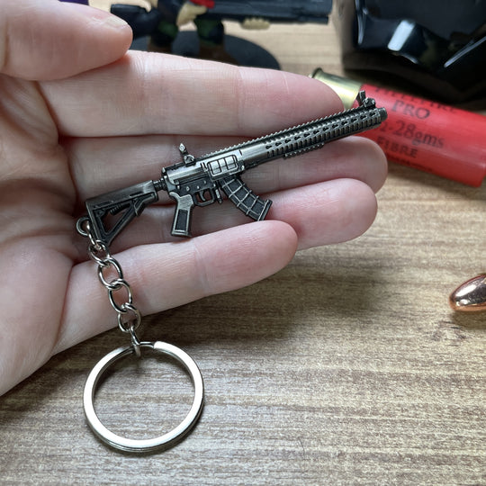 Detailed MK47 metal keychain for FPS fans