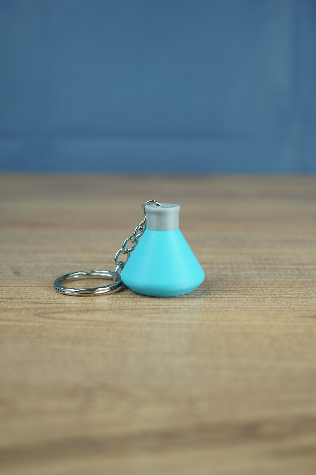 Factorio chemical science pack keyring light blue flask