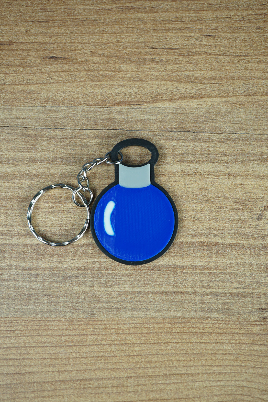 Factorio cryogenic science flat keyring blue design