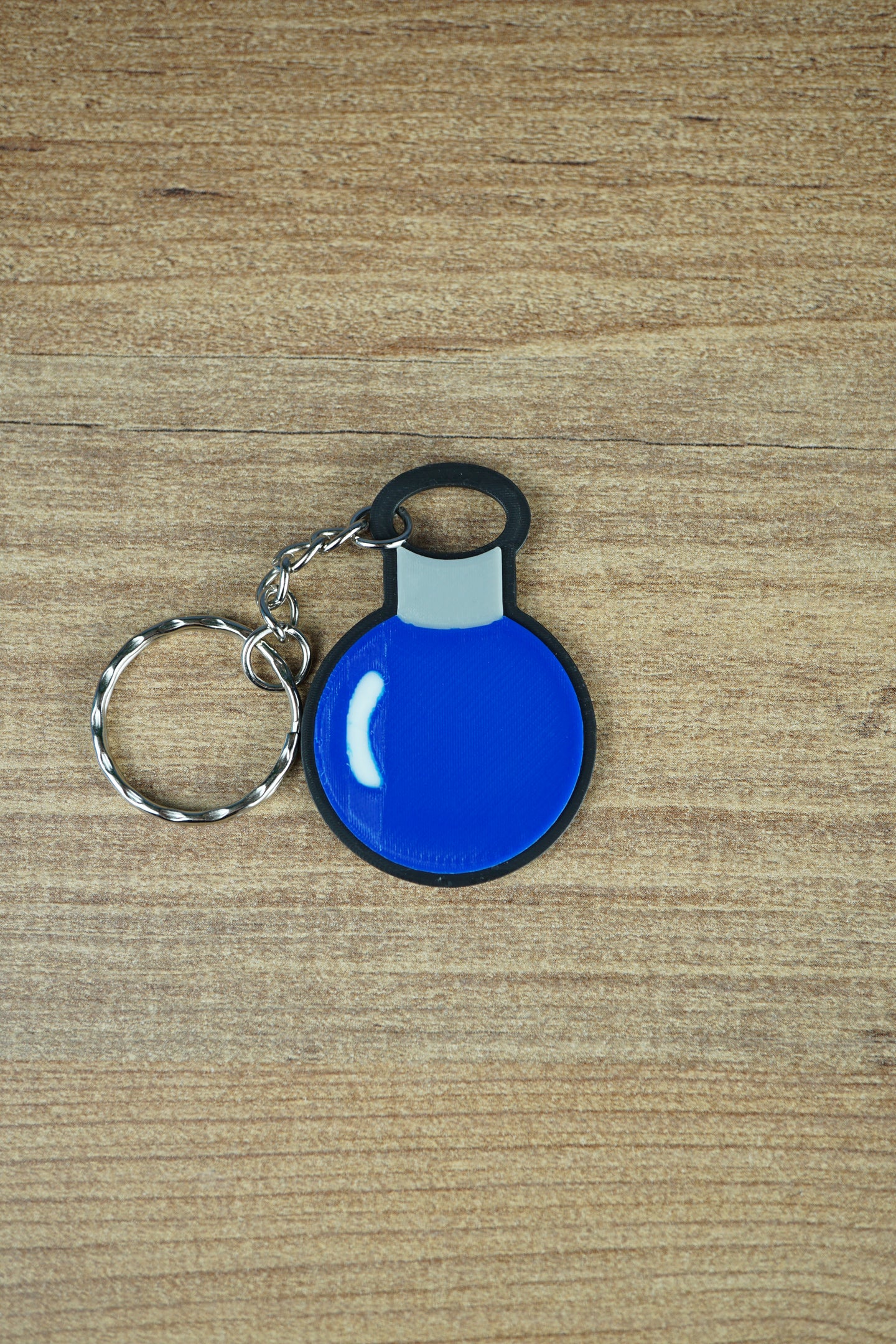 Factorio cryogenic science flat keyring blue design
