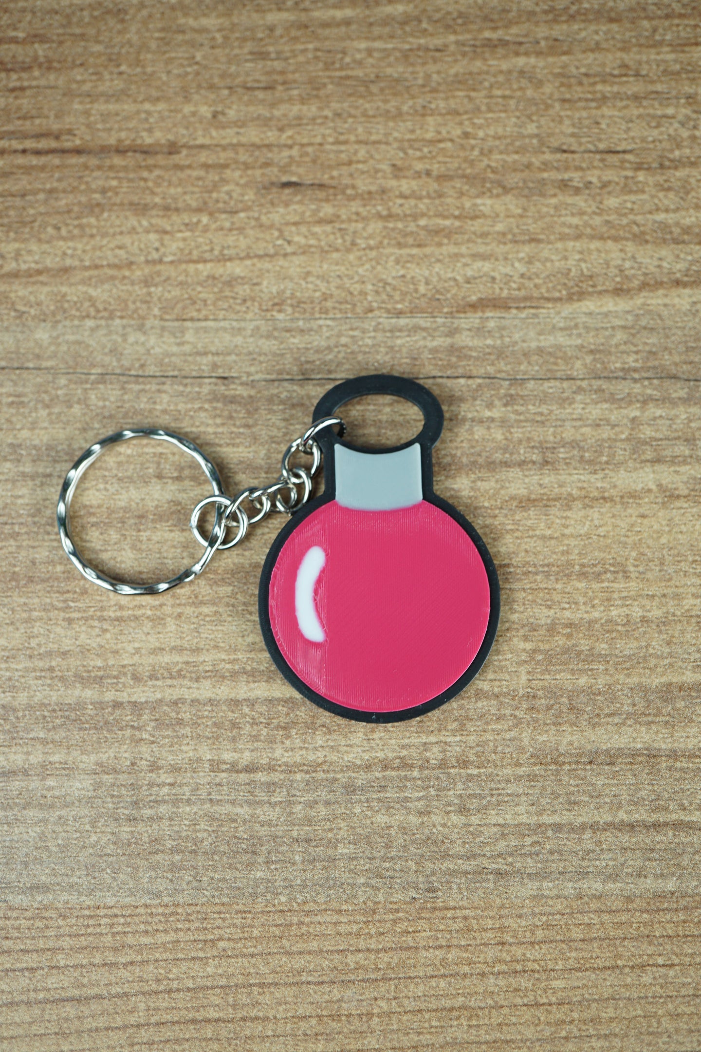 Factorio electromagnetic science flat keyring pink design