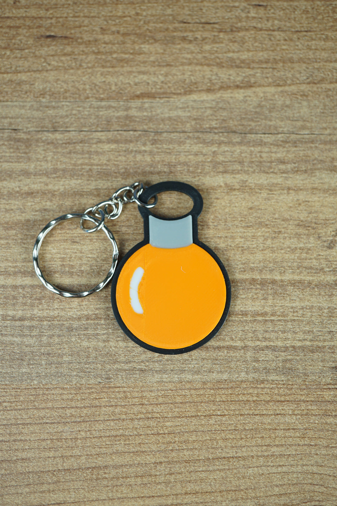 Factorio metallurgic science flat keyring orange design