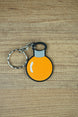Factorio metallurgic science flat keyring orange design