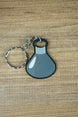 Factorio military science flat keyring dark grey design