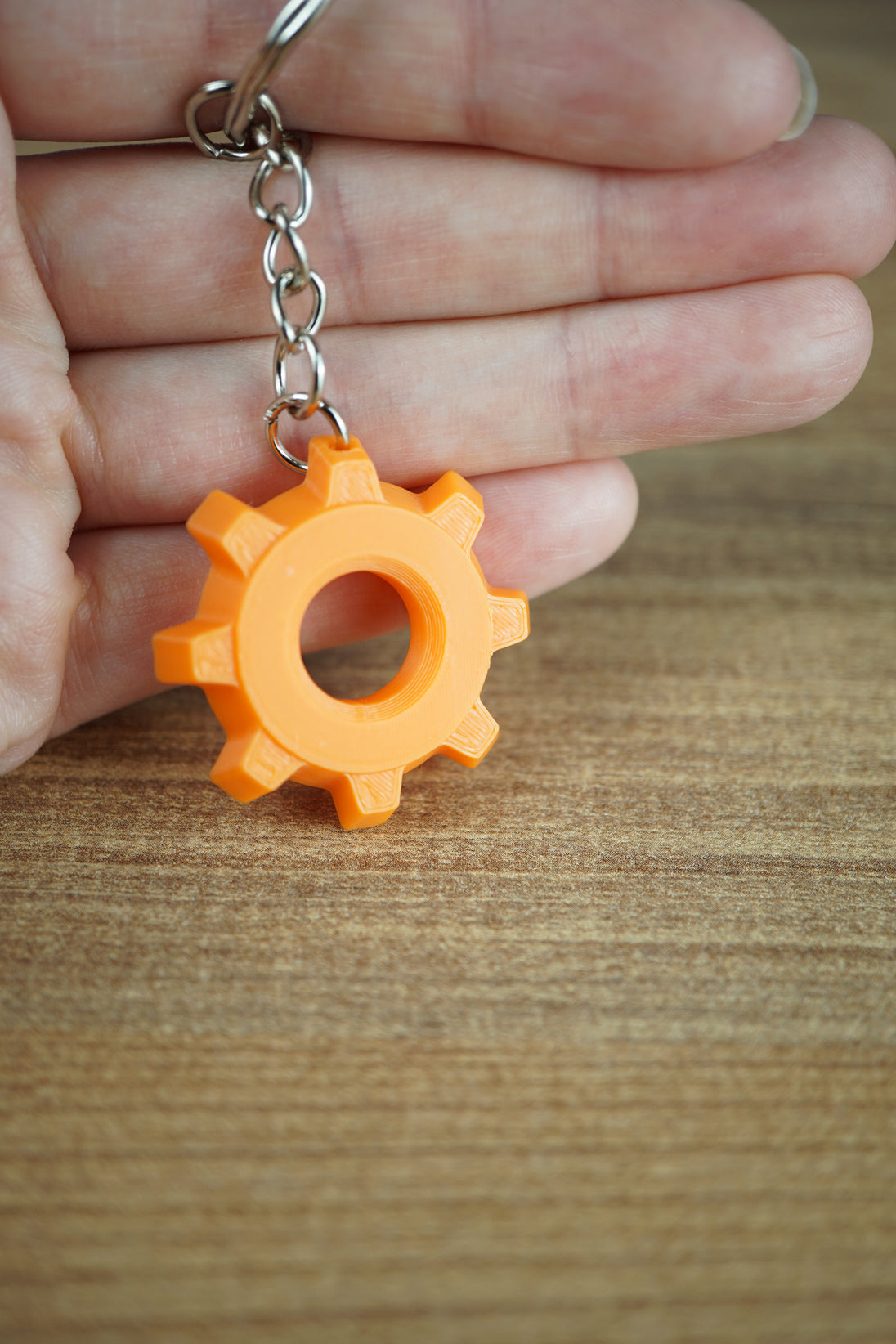 Front view of Factorio orange gear cog collectible