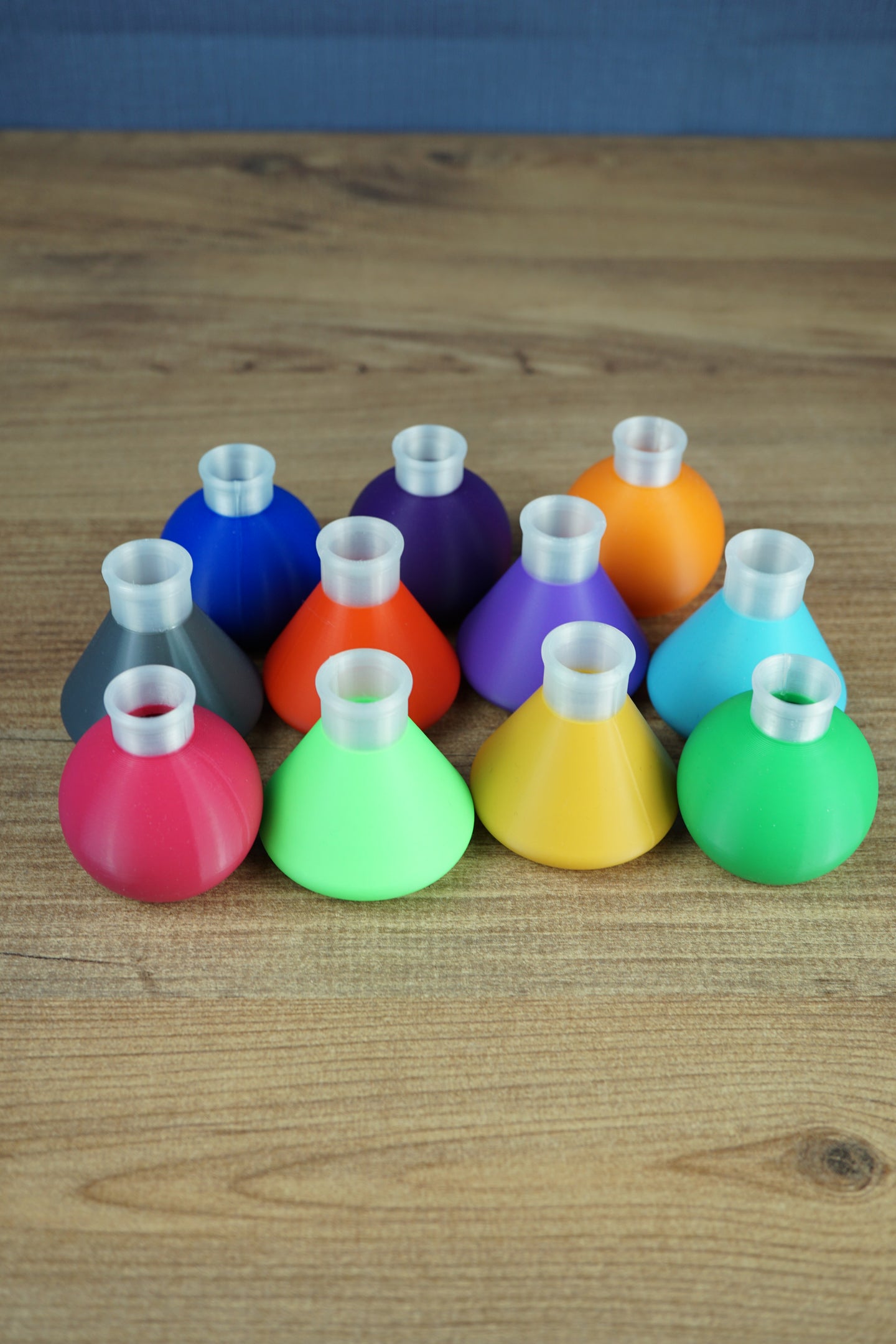 Factorio science flask pen pot displayed on gaming desk