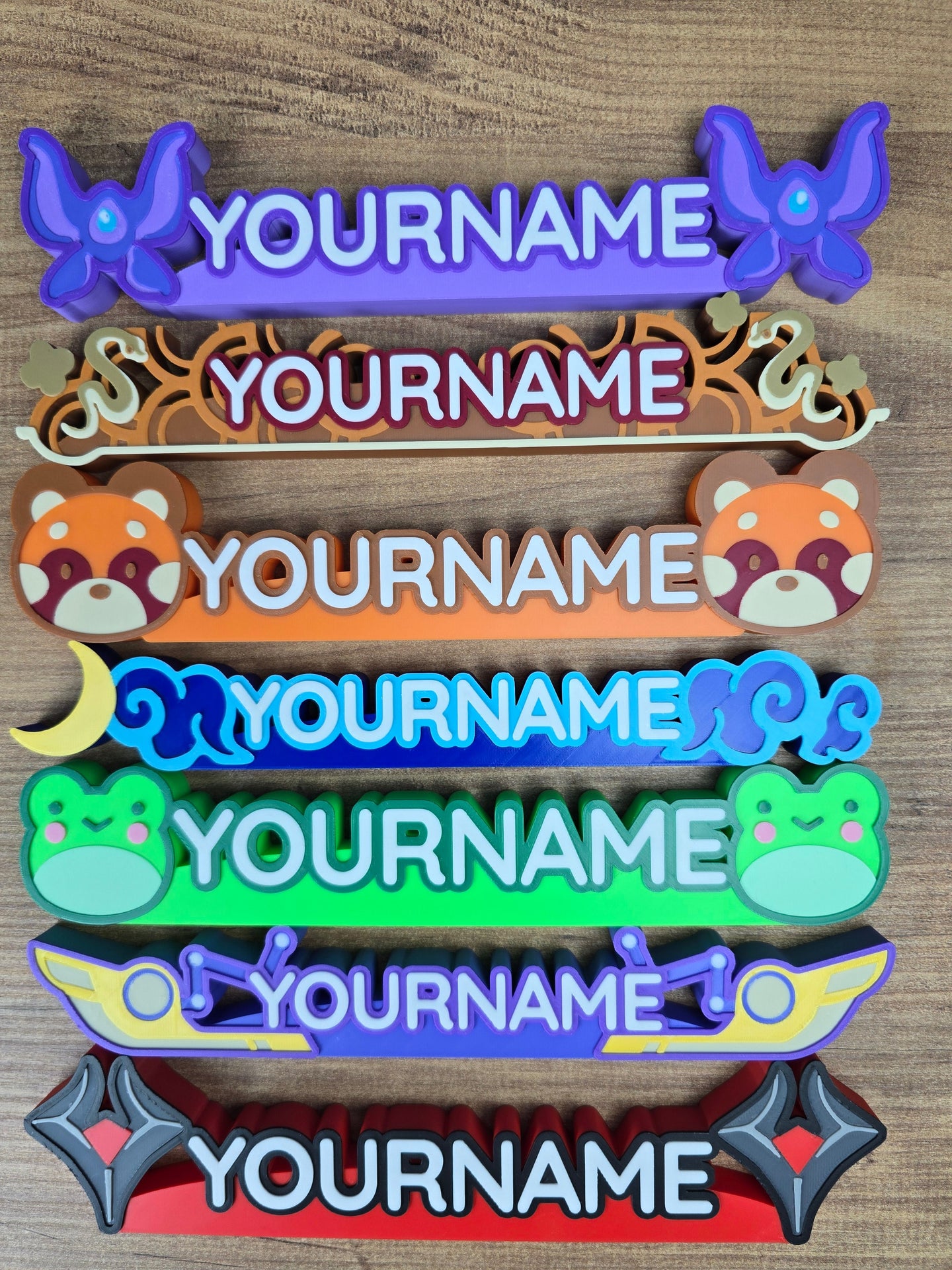 Eco friendly PLA 3D printed Palia nameplate close up