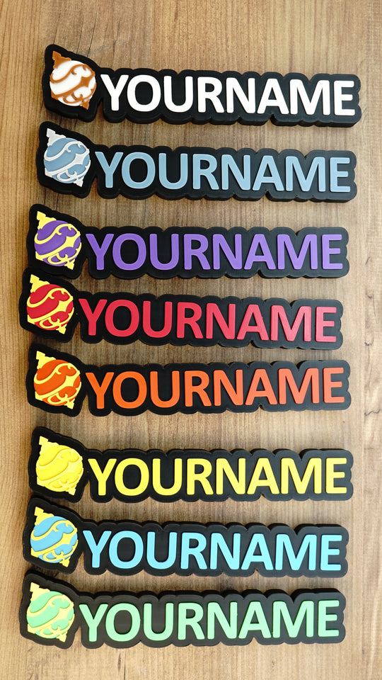 Group image of all the sphere nameplates inspired by the game palworld 