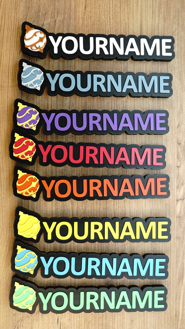 Group image of all the sphere nameplates inspired by the game palworld 