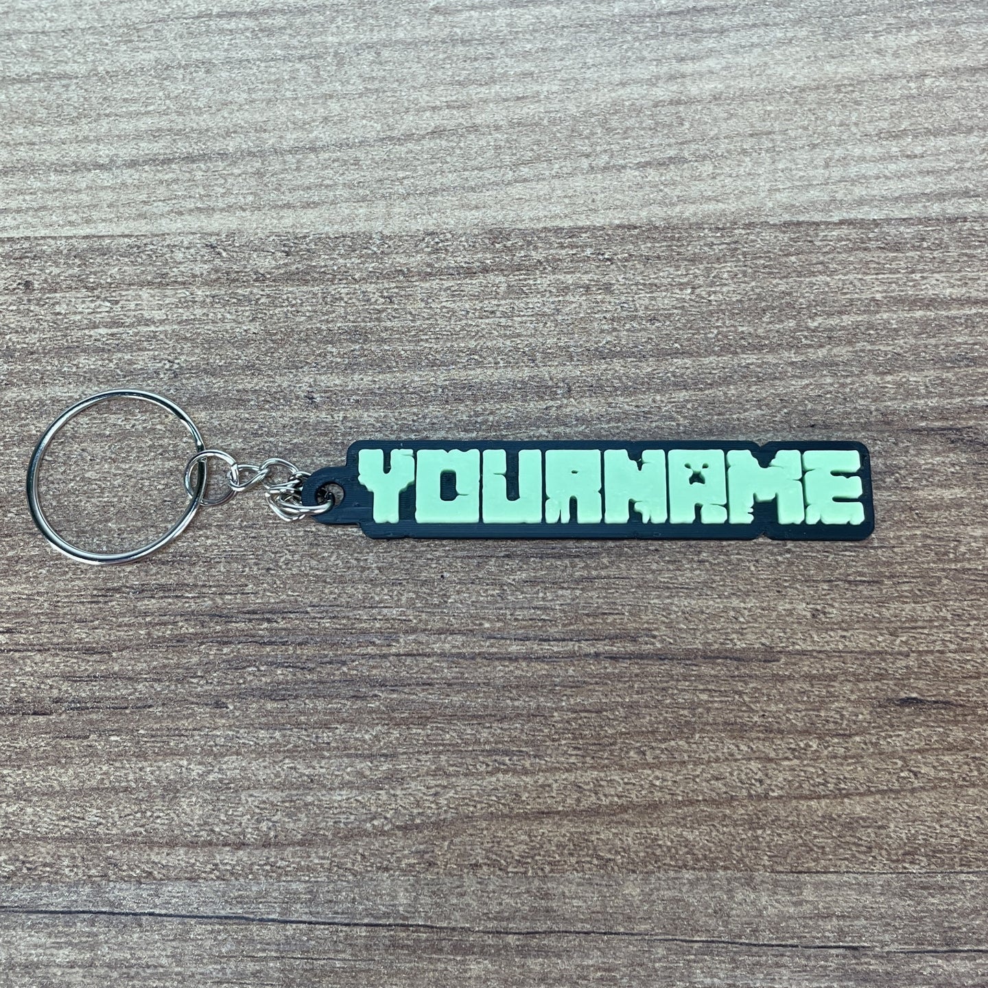 custom minecraft username keychain green glow text