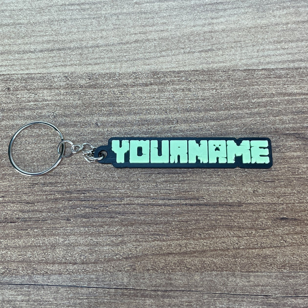 custom minecraft username keychain green glow text