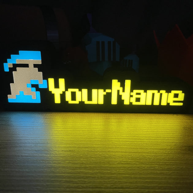 Blue Light RuneScape Nameplate – Group Ironman Edition on Desk