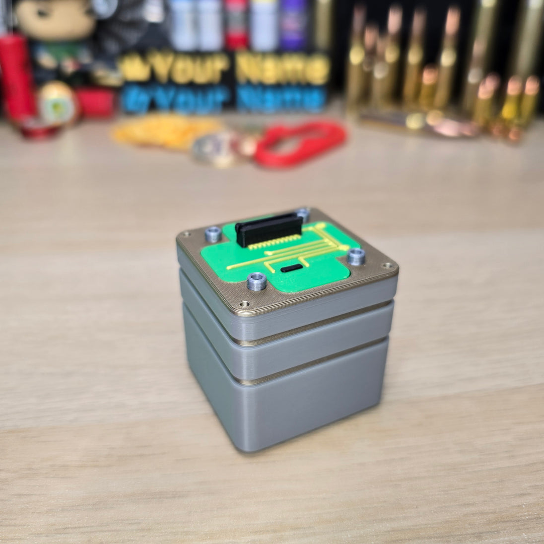 Close-up of Iridium Module Replica with Copper, Gold & Silver PLA Detail