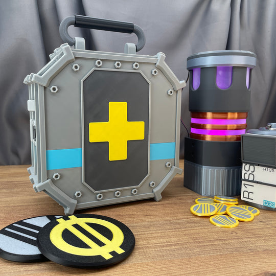 futuristic 25cm game prop storage box with latch