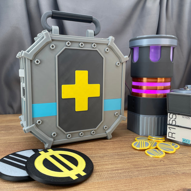 futuristic 25cm game prop storage box with latch