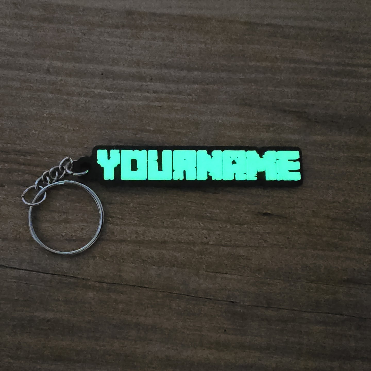 personalised gamer keyring minecraft style font