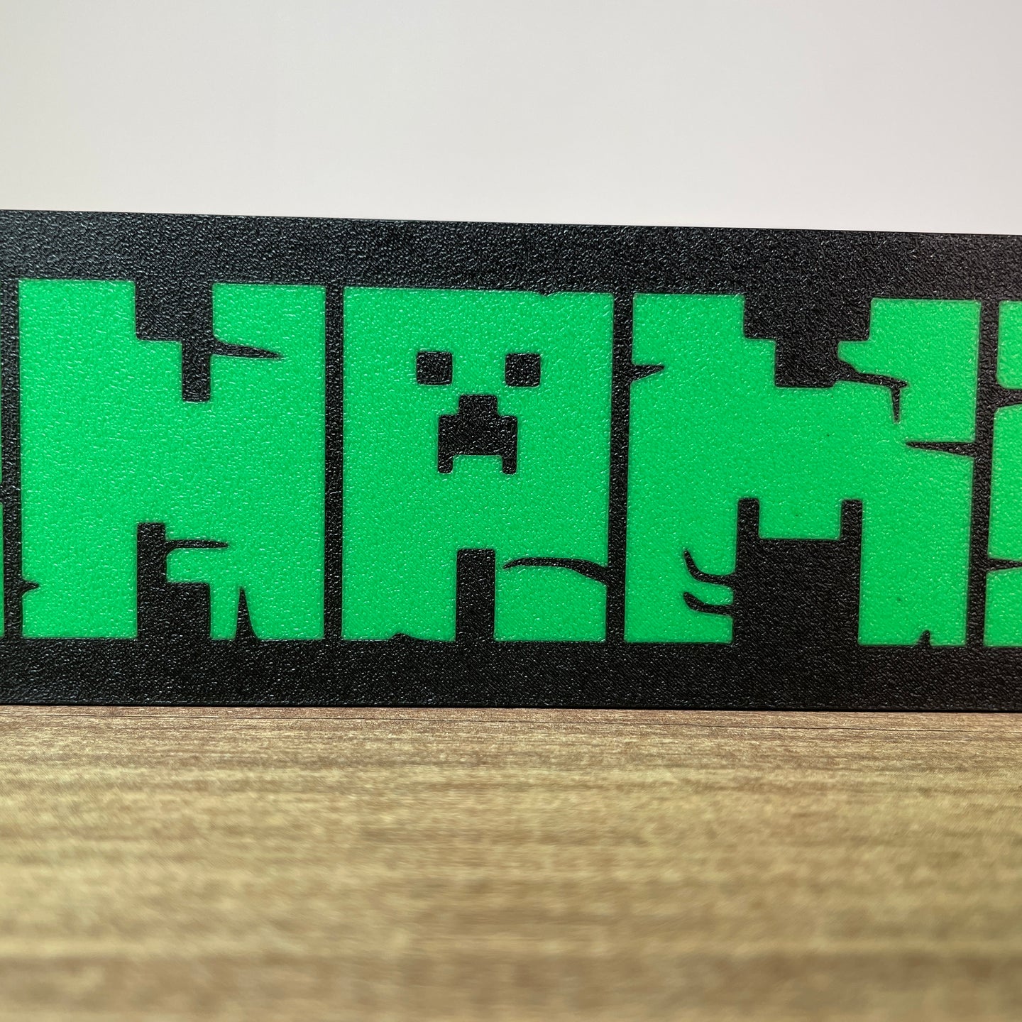 minecraft style nameplate light glowing green text