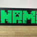 minecraft style nameplate light glowing green text