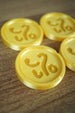 3D printed Palia coin close-up gold color
