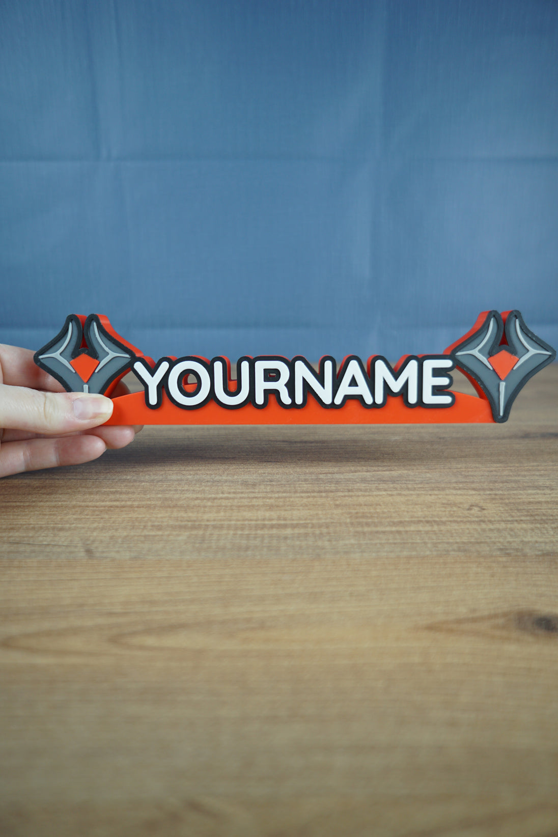 Custom Fierce Fatale nameplate 3D printed for gamer girl desk decor