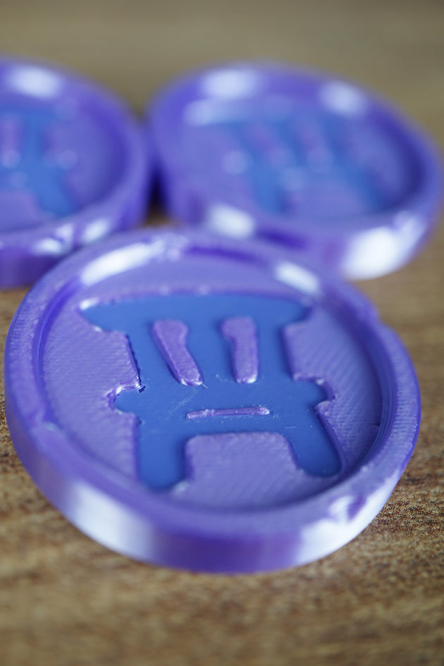 3D printed Palia furniture making medal keychain with silk PLA finish crafting gamer gift