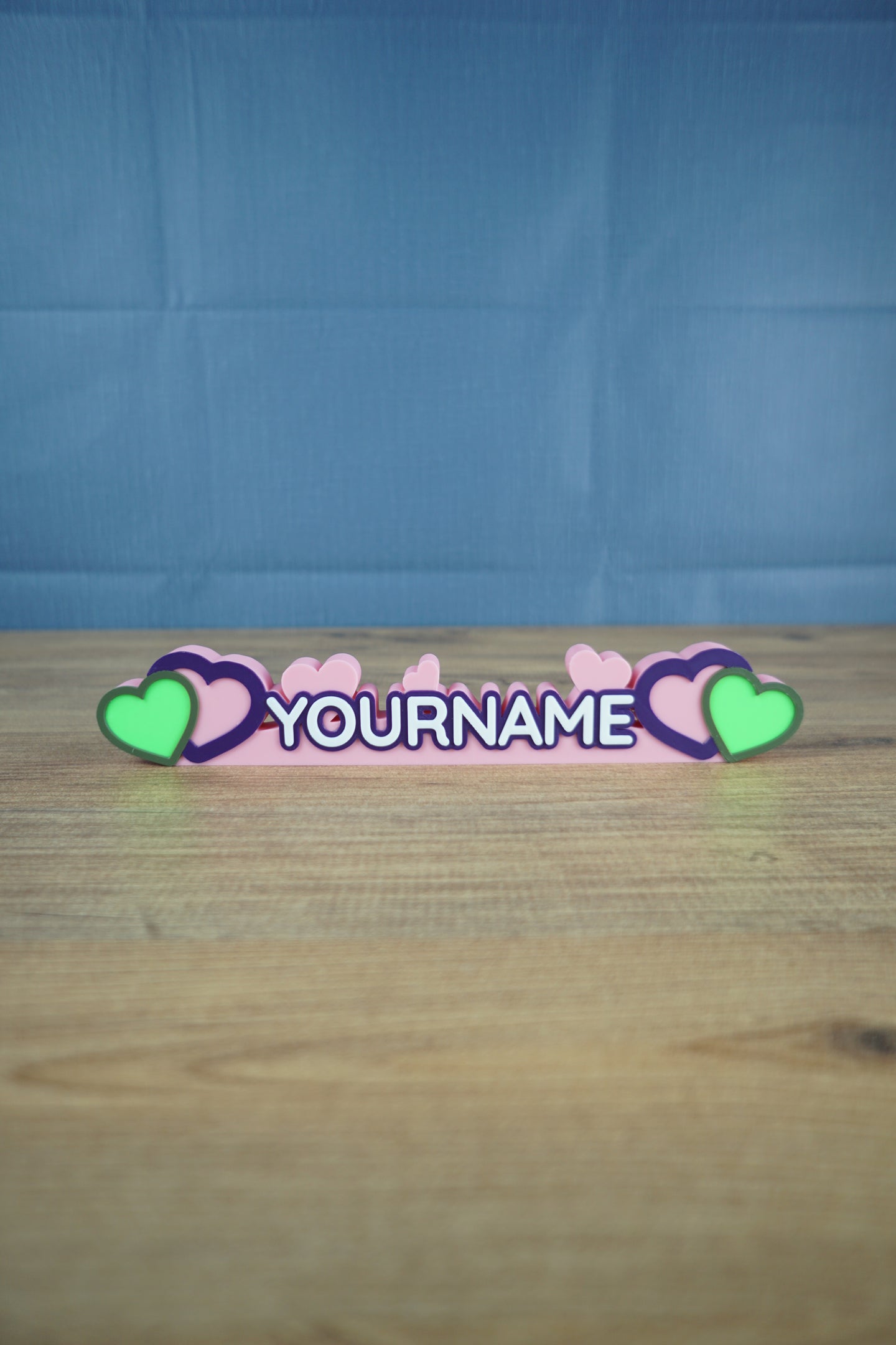 Heartwarming Hearth custom 3D printed nameplate inspired by Palia with colorful heart design